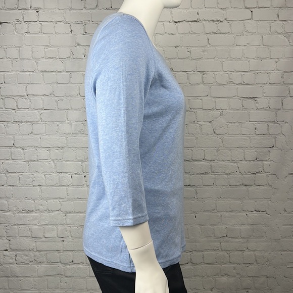 Light Blue Heather Cotton Long Sleeve Scoopneck Top Size XL - Picture 4 of 5